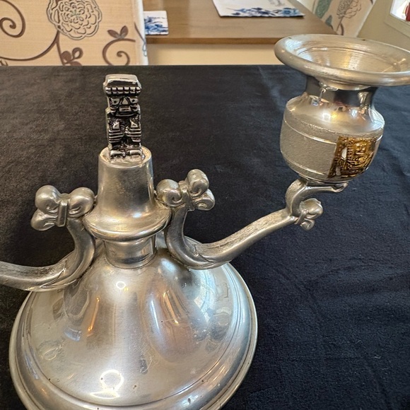 Vintage Pewter Chamberstick Candle Holder Set of 2 - Picture 5 of 13